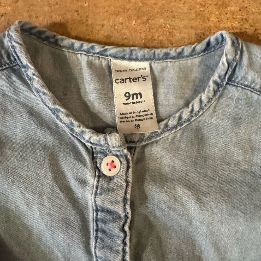 Carter's - Infant Blue Denim Dress with Brown Belt, Size 9M